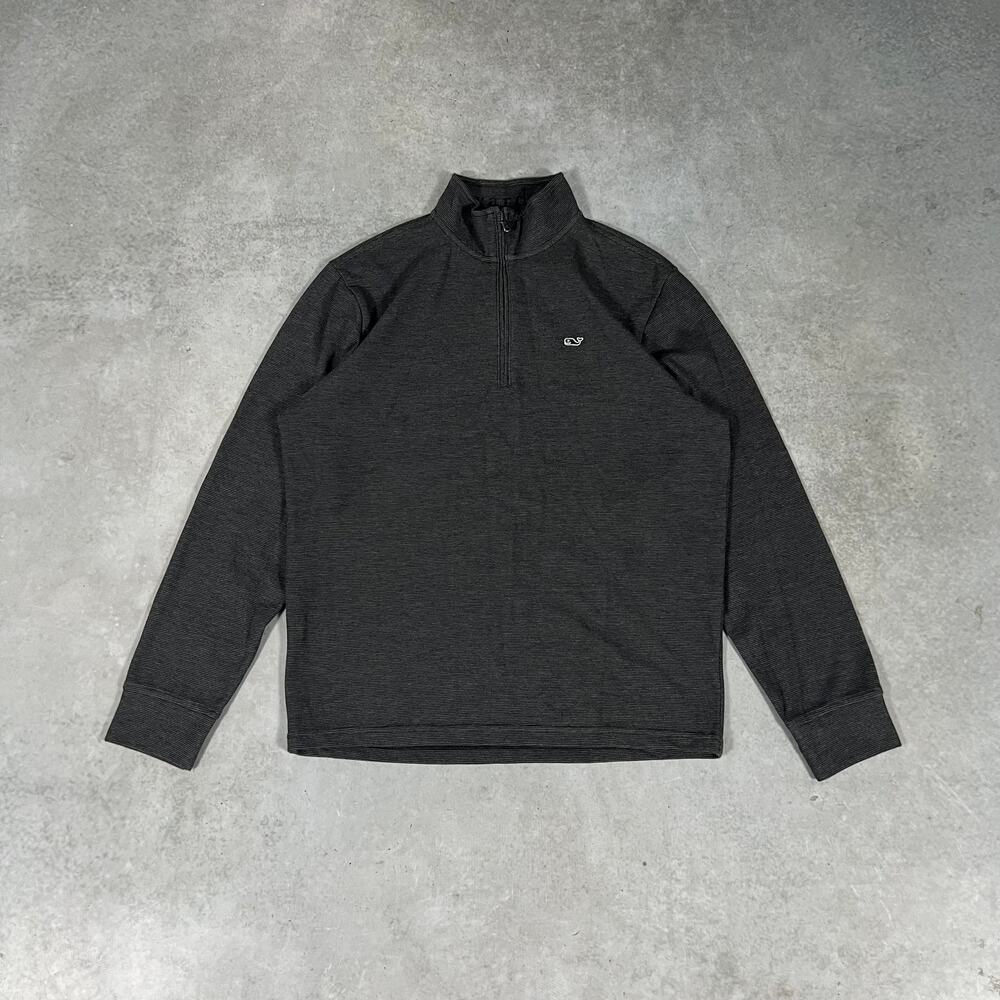 Vineyard Vines Sweater Mens Medium Gray 1/4 Zip Golf Pullover Performance